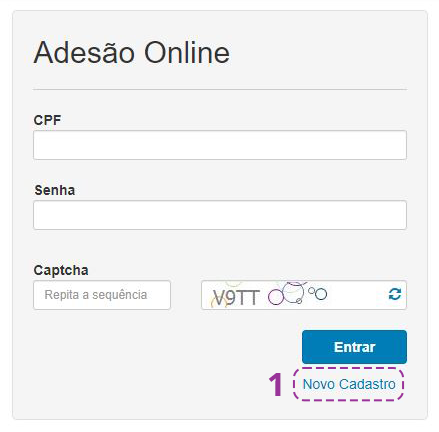 Imagem de uma das telas do processo de adesão