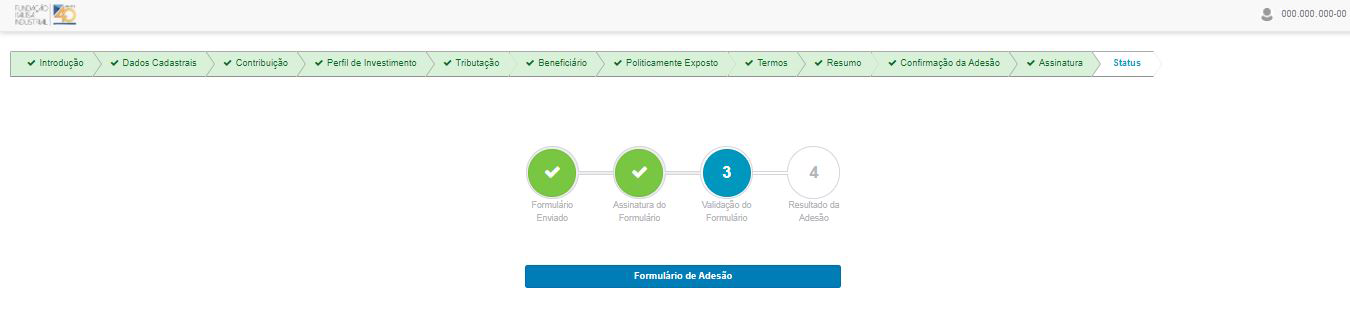 Imagem de uma das telas do processo de adesão